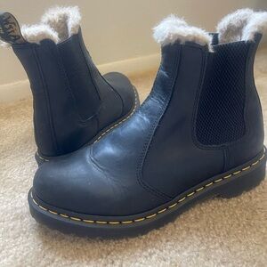 Black faux fur lined Dr Martens size 8